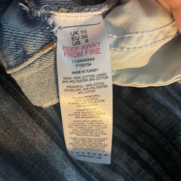 Topshop Ripped A line Mom Shorts In Mid Blue Size 6 NWOT - Picture 10 of 11